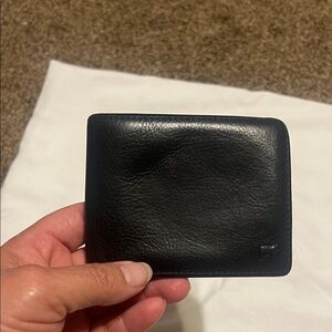 Will mens black leather bi-fold wallet